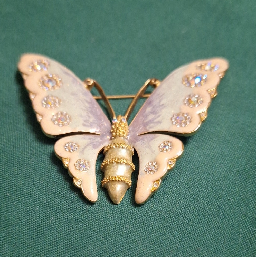 Kirks Folly Butterfly Brooch with Gold and Cream Hues